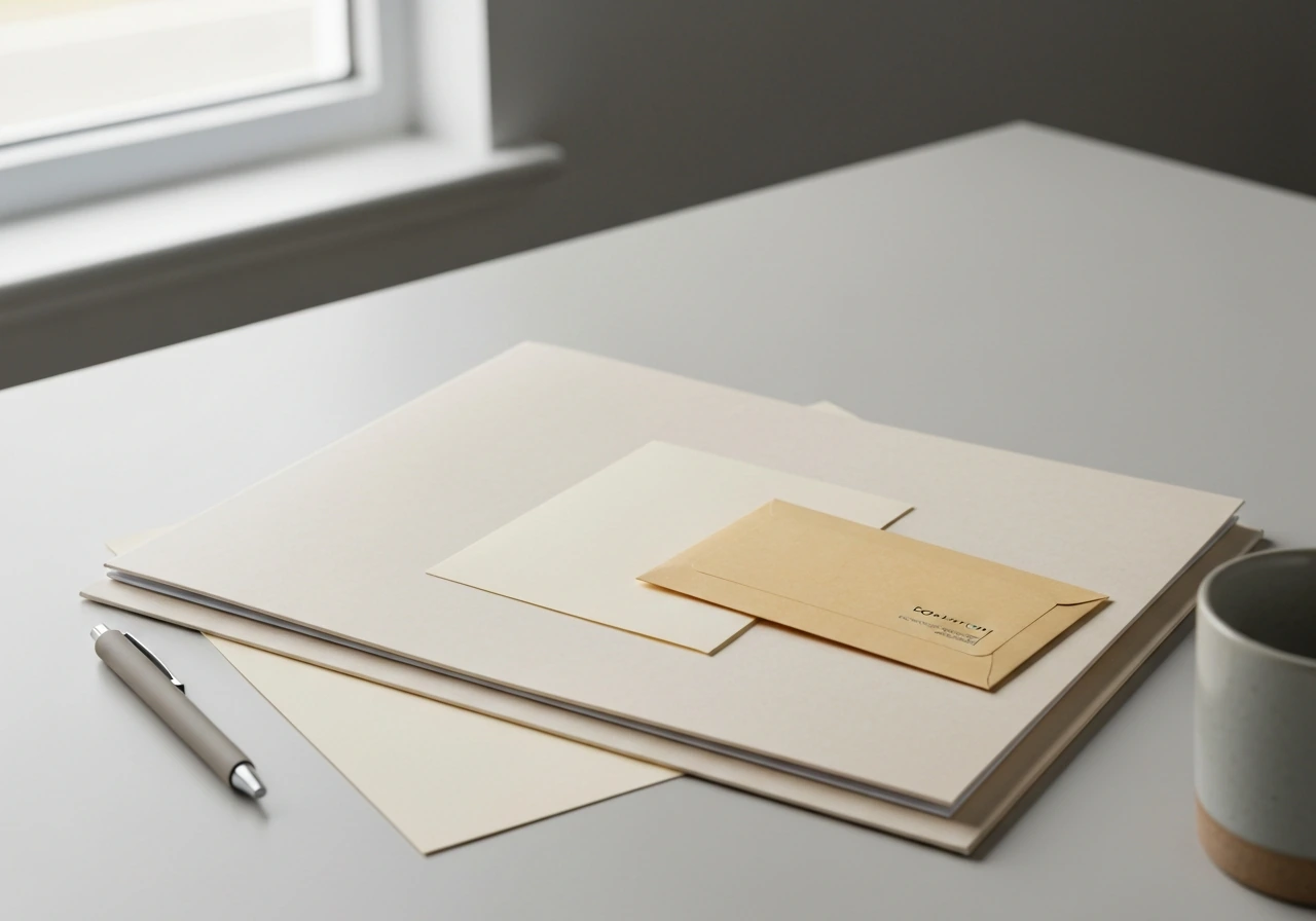 Nonprofit foundation documents folder and donation envelope on a desk under natural light